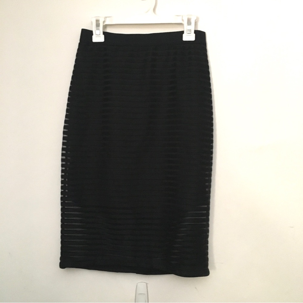 Bebe Shadow Stripe Midi Skirt